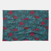 Kardinalen en coniferen, wintervakantiepatroon theedoek