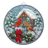 Kardinalen en feeder van kerstvogels dartbord (Voorkant)