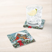 Kardinalen en feeder van kerstvogels kartonnen onderzetters (Insitu)