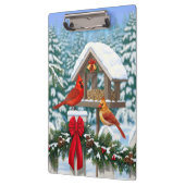 Kardinalen en feeder van kerstvogels klembord (Links)