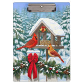 Kardinalen en feeder van kerstvogels klembord (Voorkant)