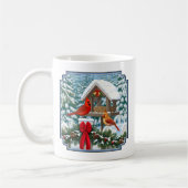 Kardinalen en feeder van kerstvogels koffiemok (Links)