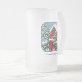 Kardinalen en feeder van kerstvogels matglas bierpul (Voorkant rechts)