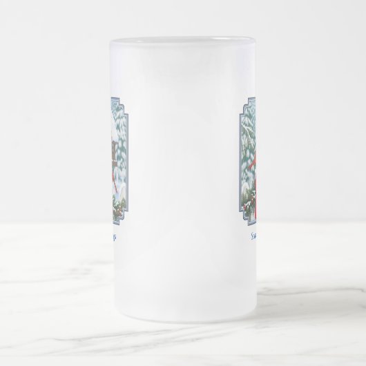 Kardinalen en feeder van kerstvogels matglas bierpul (Center)