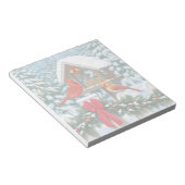 Kardinalen en feeder van kerstvogels notitieblok (Schuin)