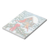 Kardinalen en feeder van kerstvogels notitieblok (Linkerzijde)