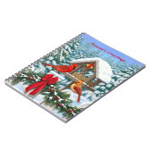 Kardinalen en feeder van kerstvogels notitieboek (Linkerzijde)