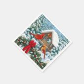 Kardinalen en feeder van kerstvogels servetten (Hoek)