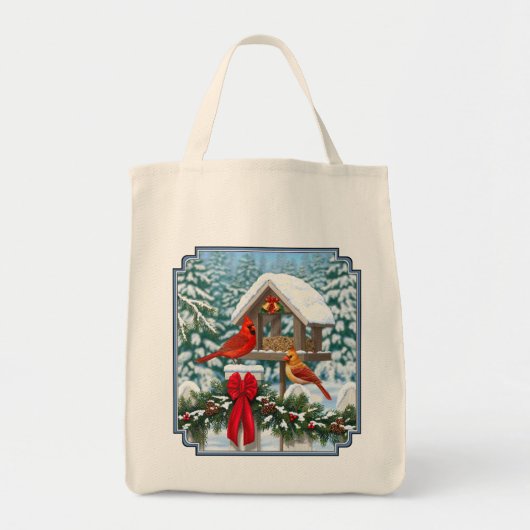 Kardinalen en feeder van kerstvogels tote bag (Voorkant)