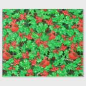 Kardinalen en holbessen cadeaupapier (Vlak)