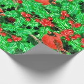 Kardinalen en holbessen cadeaupapier (Hoek)