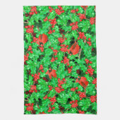 Kardinalen en holbessen theedoek (Verticaal)