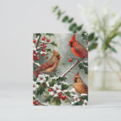 Kardinalen en Holly Holiday Briefkaart (Staand voorkant)