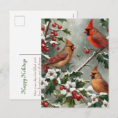 Kardinalen en Holly Holiday Briefkaart (Voorkant / Achterkant)