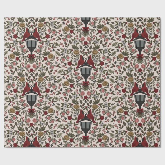 Kardinalen en kaarslicht cadeaupapier (Vlak)