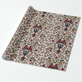 Kardinalen en kaarslicht cadeaupapier