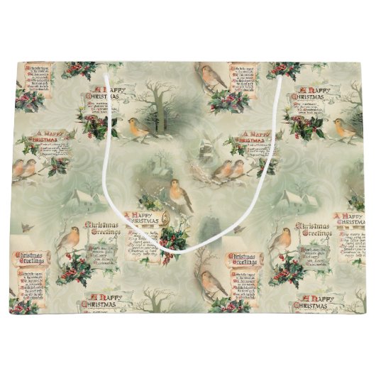 kardinalen en kerstgroeten groot cadeauzakje (Voorkant)