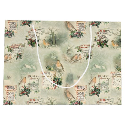 kardinalen en kerstgroeten groot cadeauzakje (Achterkant)