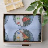 Kardinalen en kerstlampjes Blue Tissuepapier (Geschenk)