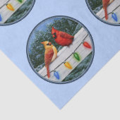 Kardinalen en kerstlampjes Blue Tissuepapier (Detail)