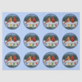 Kardinalen en kerstlampjes Blue Tissuepapier (Voorkant)