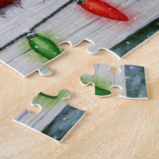 Kardinalen en kerstlichten legpuzzel (Zijkant)