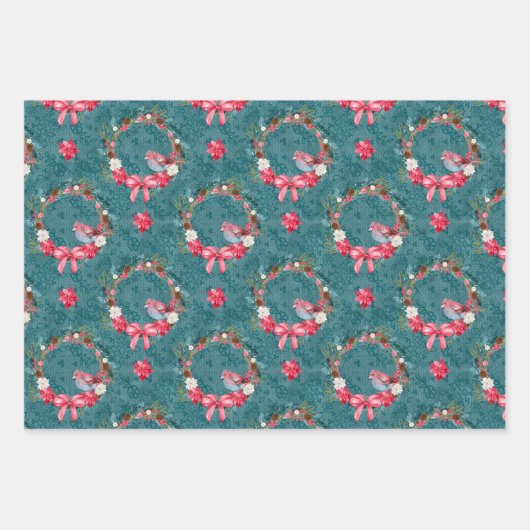 Kardinalen en kerstmis inpakpapier vel (Voorkant 3)