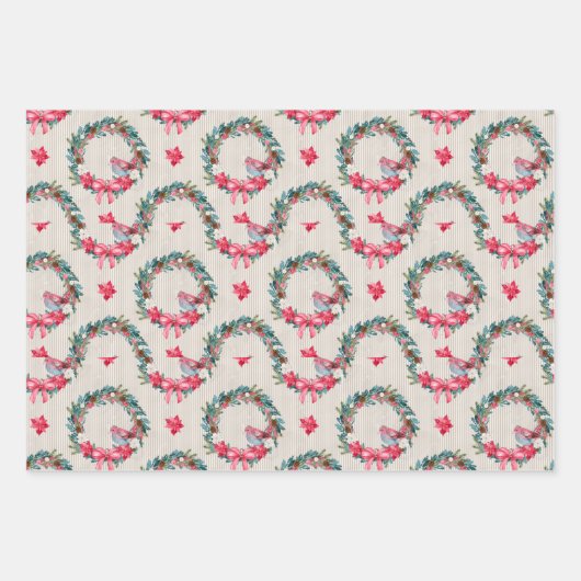 Kardinalen en kerstmis inpakpapier vel (Voorkant)