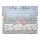 Kardinalen en Kerstverlichting Winter Sneeuw Notitieblok (Voorkant)