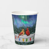 Kardinalen en Kerstverlichting Winter Sneeuw Papieren Bekers (Achterkant)