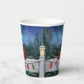 Kardinalen en Kerstverlichting Winter Sneeuw Papieren Bekers (Rechts)