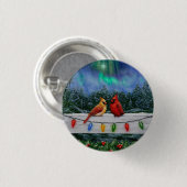 Kardinalen en Kerstverlichting Winter Sneeuw Ronde Button 3,2 Cm (Voorkant /achterkant)