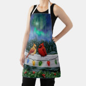 Kardinalen en Kerstverlichting Winter Sneeuw Schort (Insitu)