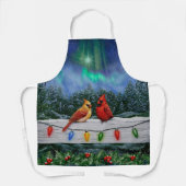 Kardinalen en Kerstverlichting Winter Sneeuw Schort (Voorkant)
