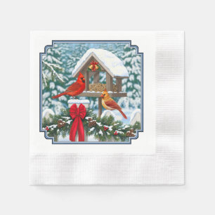Kardinalen en Kerstvogelvoeder Servetten