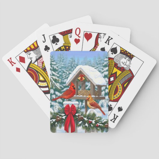 Kardinalen en Kerstvogelvoeder Speelkaarten (Achterkant)