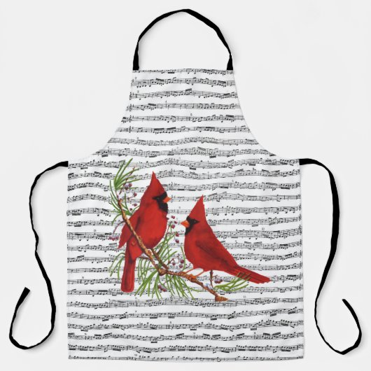 Kardinalen en muziek schort (Voorkant)