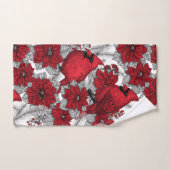 Kardinalen en poinsettia, rood en wit bad handdoek (Handdoek)