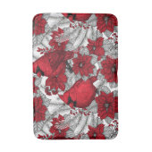Kardinalen en poinsettia, rood en wit badmat (Voorkant Verticaal)