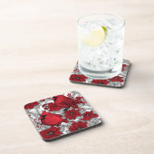 Kardinalen en poinsettia, rood en wit bier onderzetter (Rechterzijde)