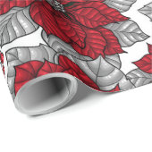 Kardinalen en poinsettia, rood en wit cadeaupapier (Rol Hoek)