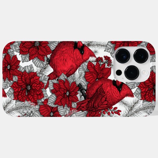 Kardinalen en poinsettia, rood en wit Case-Mate iPhone case (Achterkant (horizontaal))