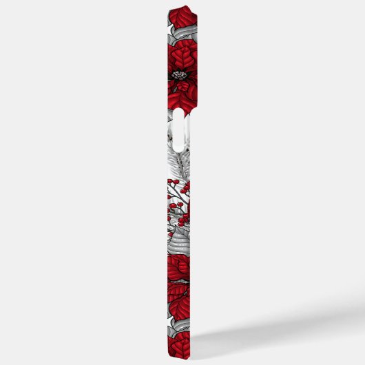 Kardinalen en poinsettia, rood en wit Case-Mate iPhone case (Achterkant / Rechts)