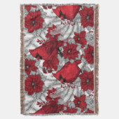 Kardinalen en poinsettia, rood en wit deken (Voorkant Verticaal)