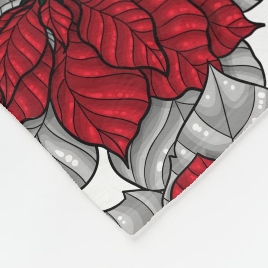 Kardinalen en poinsettia, rood en wit fleece deken (Hoek)