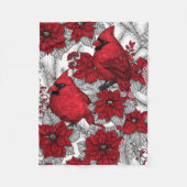 Kardinalen en poinsettia, rood en wit fleece deken (Voorkant)