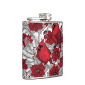 Kardinalen en poinsettia, rood en wit heupfles (Rechts)