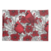 Kardinalen en poinsettia, rood en wit kussensloop (Achterkant-Links)