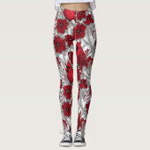 Kardinalen en poinsettia, rood en wit leggings (Voorkant)