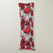 Kardinalen en poinsettia, rood en wit lichaamskussen (Voorkant Verticaal)